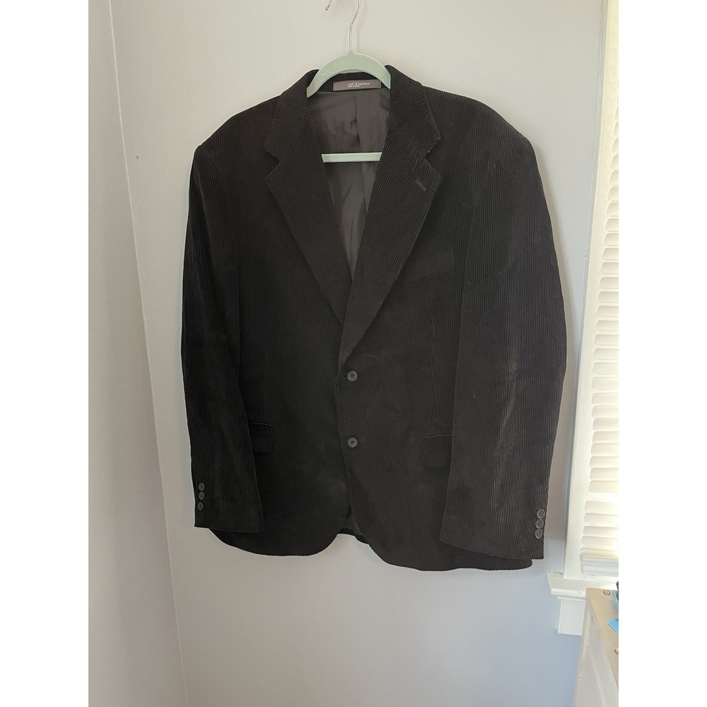 Croft & Barrow Men's 42R Two Button Blazer Black Corduroy Jacket 100% Cotton
